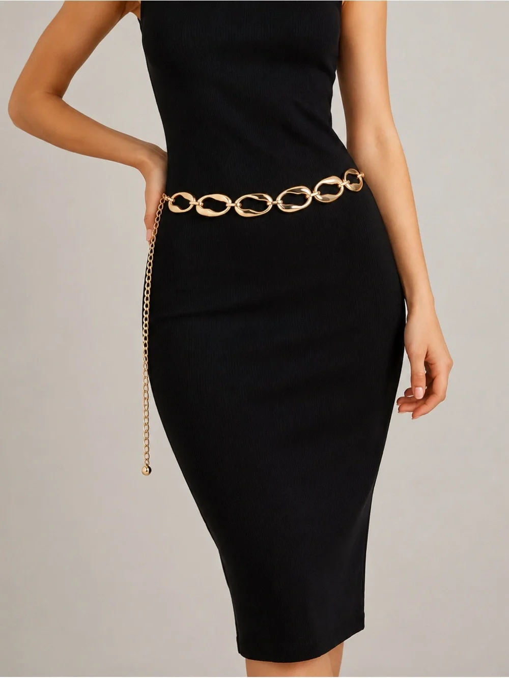 Gold Link Chain Waist Belt - Statement Accessory